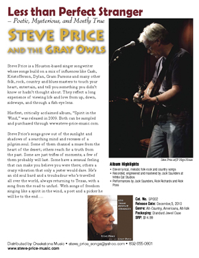 StevePrice OneSheet for "Less than Perfect Stranger"